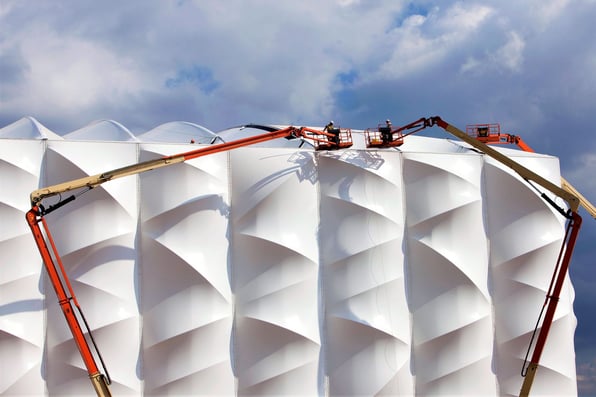 A Tensile fabric demountable structure built for the Basketball Arena for the London 2012 Olympic and Paralympic Games designed by Fenton Holloway.