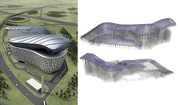 A digital model of the Freestyle Park in Moscow, which was built using Computational design.