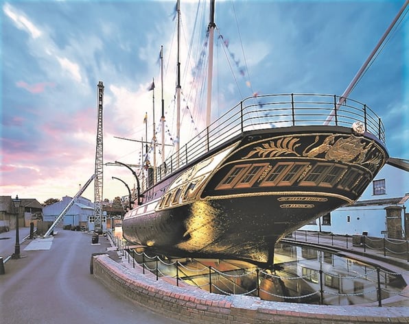 A historic ship called the SS Great Britain at a docking bay in Bristol as the team prepares for a conservation project. 