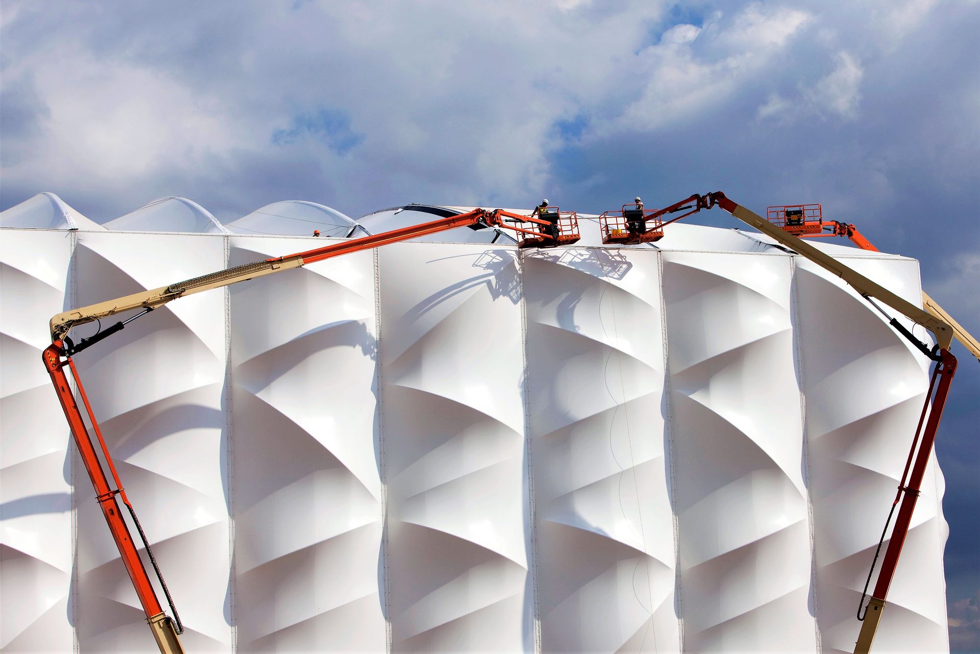 A Tensile fabric demountable structure built for the Basketball Arena for the London 2012 Olympic and Paralympic Games designed by Fenton Holloway. 