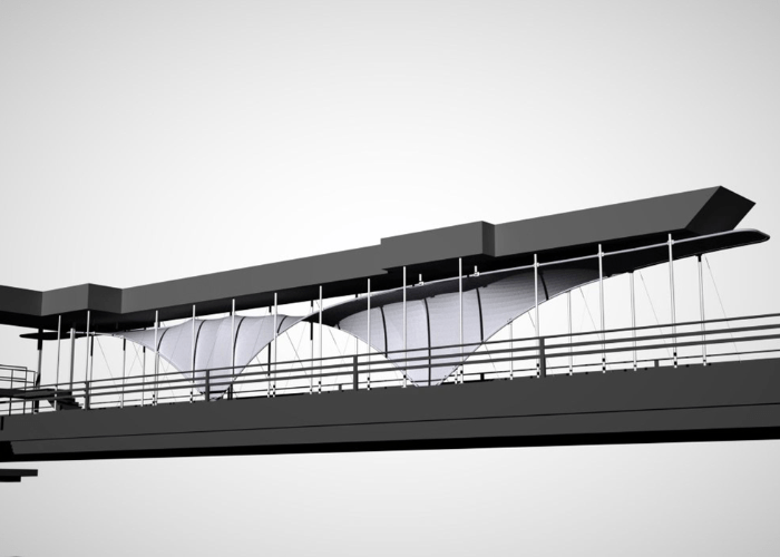 A CAD design of the sculptural installation along the New York High Line designed by Fenton Holloway and Zaha Hadid Architects 